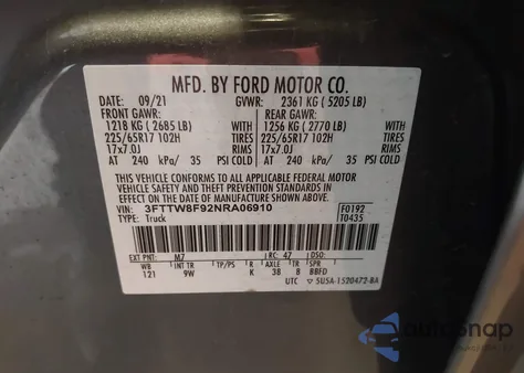 2022 Ford Maverick Xl z USA, uszkodzony, nr VIN 3FTTW8F92NRA06910